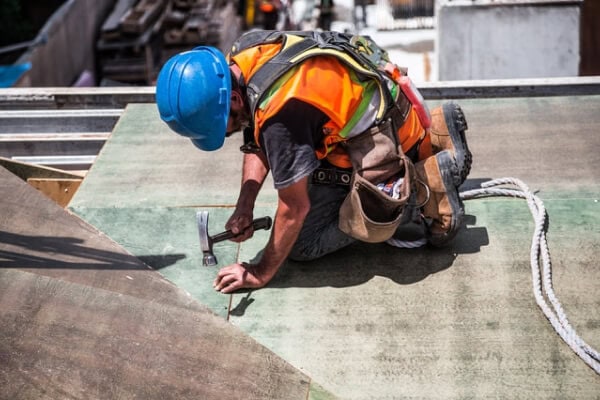 A construction worker under the sun.